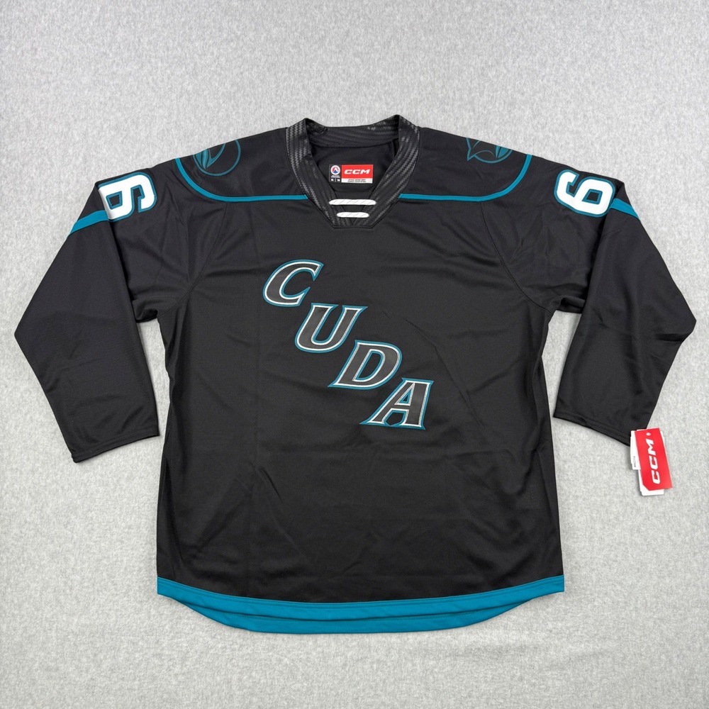 San Jose Barracuda Hockey Jersey Mens XL Black CCM Fireball #66 AHL Licensed NEW